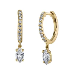 Best Sale DIAMOND HUGGIES WITH MARQUISE DIAMOND DROP Huggies