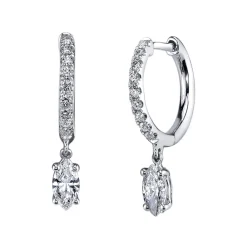 Best Sale DIAMOND HUGGIES WITH MARQUISE DIAMOND DROP Huggies