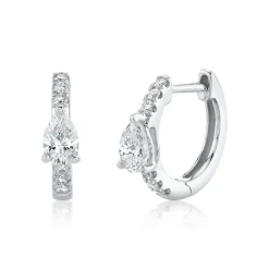 Flash Sale DIAMOND HUGGIES WITH PEAR DIAMOND CENTER Huggies