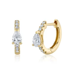 Flash Sale DIAMOND HUGGIES WITH PEAR DIAMOND CENTER Huggies