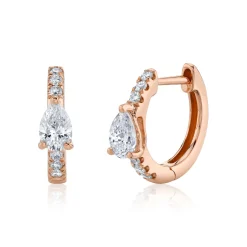 Flash Sale DIAMOND HUGGIES WITH PEAR DIAMOND CENTER Huggies