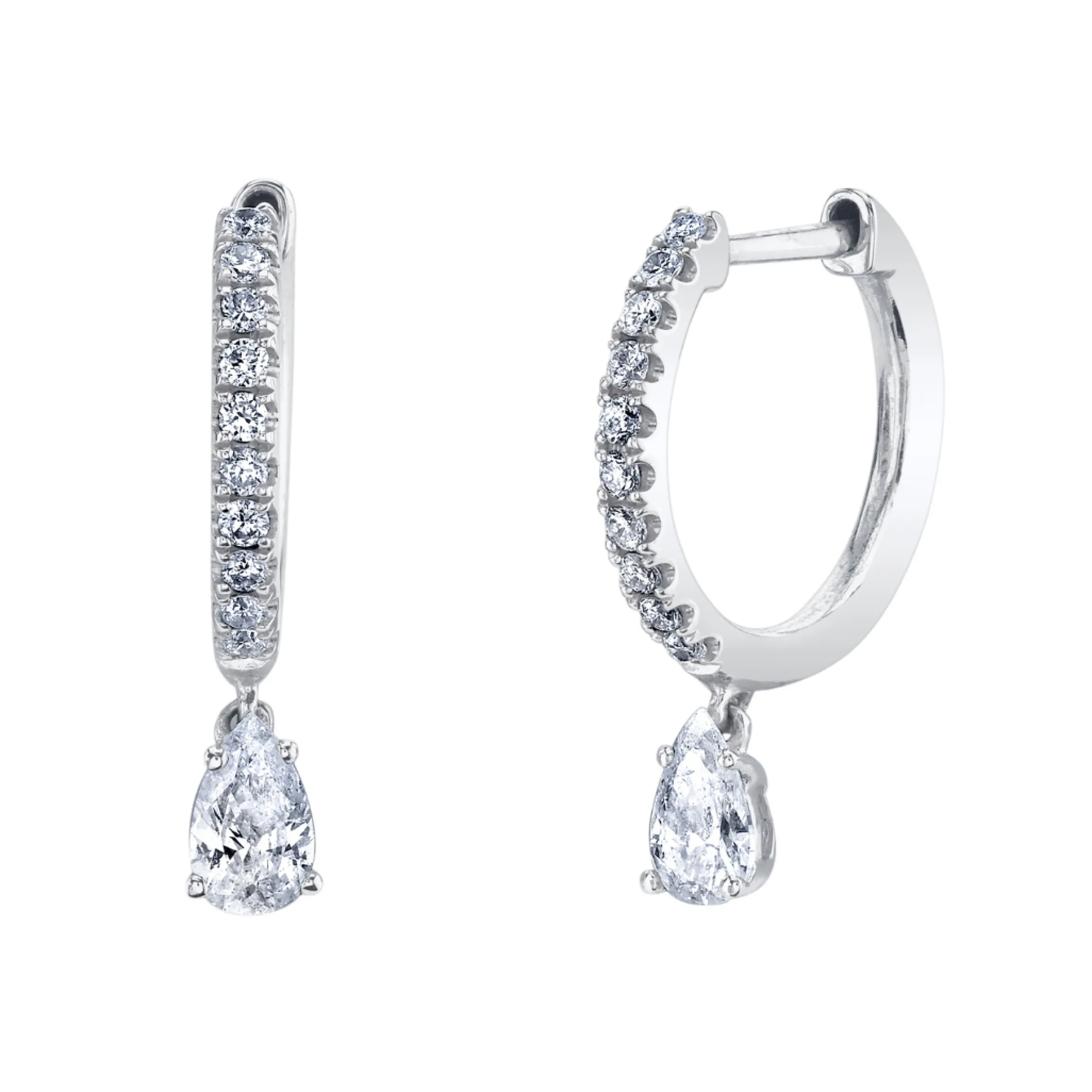 Outlet DIAMOND HUGGIES WITH PEAR DIAMOND DROP Huggies