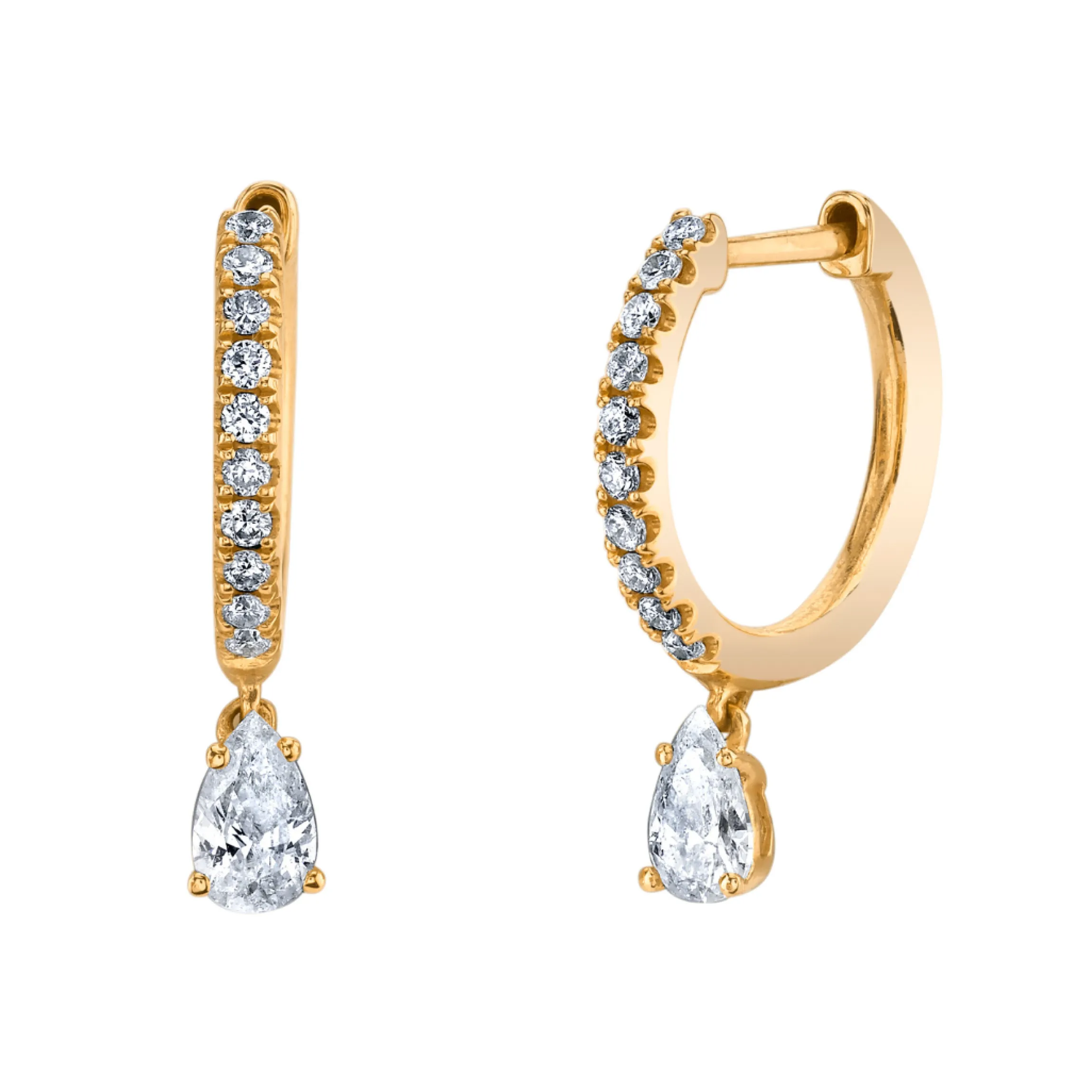 Outlet DIAMOND HUGGIES WITH PEAR DIAMOND DROP Huggies