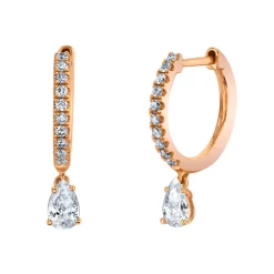 Outlet DIAMOND HUGGIES WITH PEAR DIAMOND DROP Huggies
