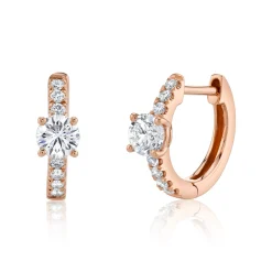 Shop DIAMOND HUGGIES WITH ROUND DIAMOND CENTER Huggies