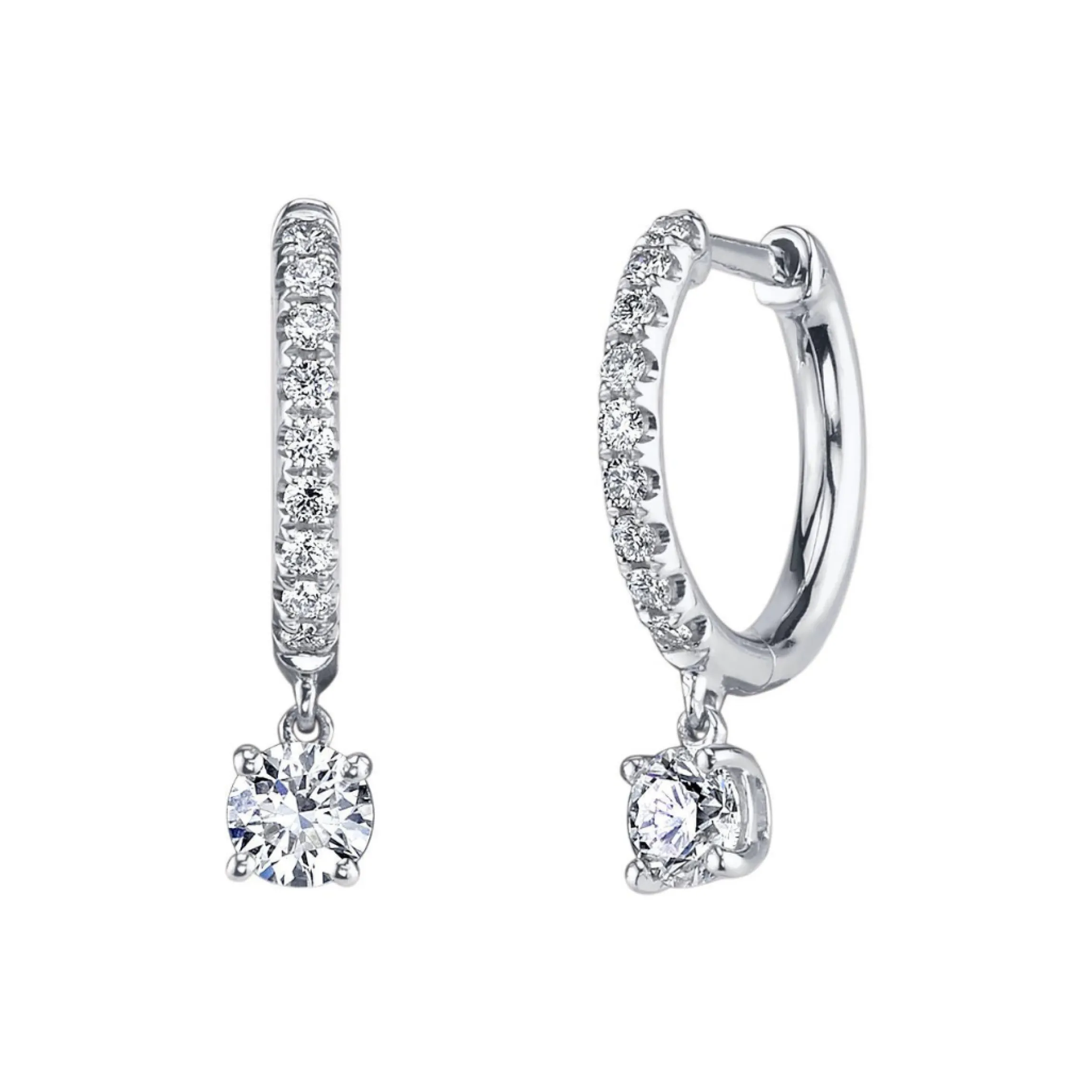 Online DIAMOND HUGGIES WITH ROUND DIAMOND DROPS Huggies