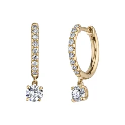 Online DIAMOND HUGGIES WITH ROUND DIAMOND DROPS Huggies