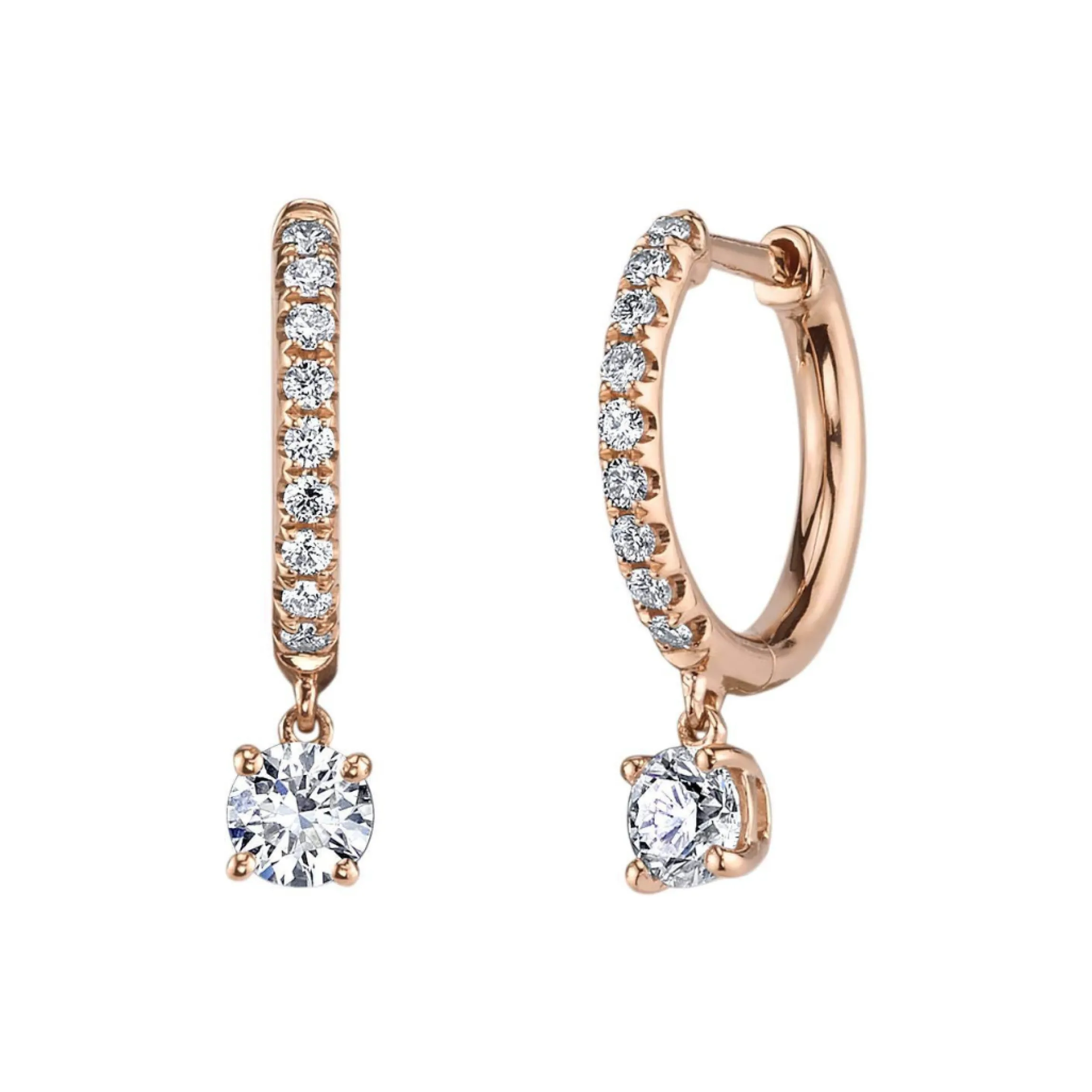 Online DIAMOND HUGGIES WITH ROUND DIAMOND DROPS Huggies
