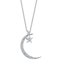 Hot DIAMOND MOON AND STAR NECKLACE Pendants