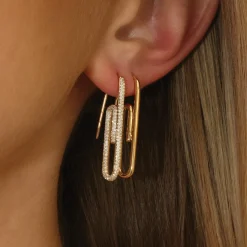 Cheap DIAMOND PAPER CLIP EARRING Safety Pins & Clips