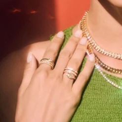 Hot DIAMOND PAVE SNAKE COIL RING Coil