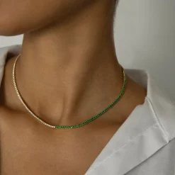 Shop EMERALD AND DIAMOND HEPBURN CHOKER Chokers
