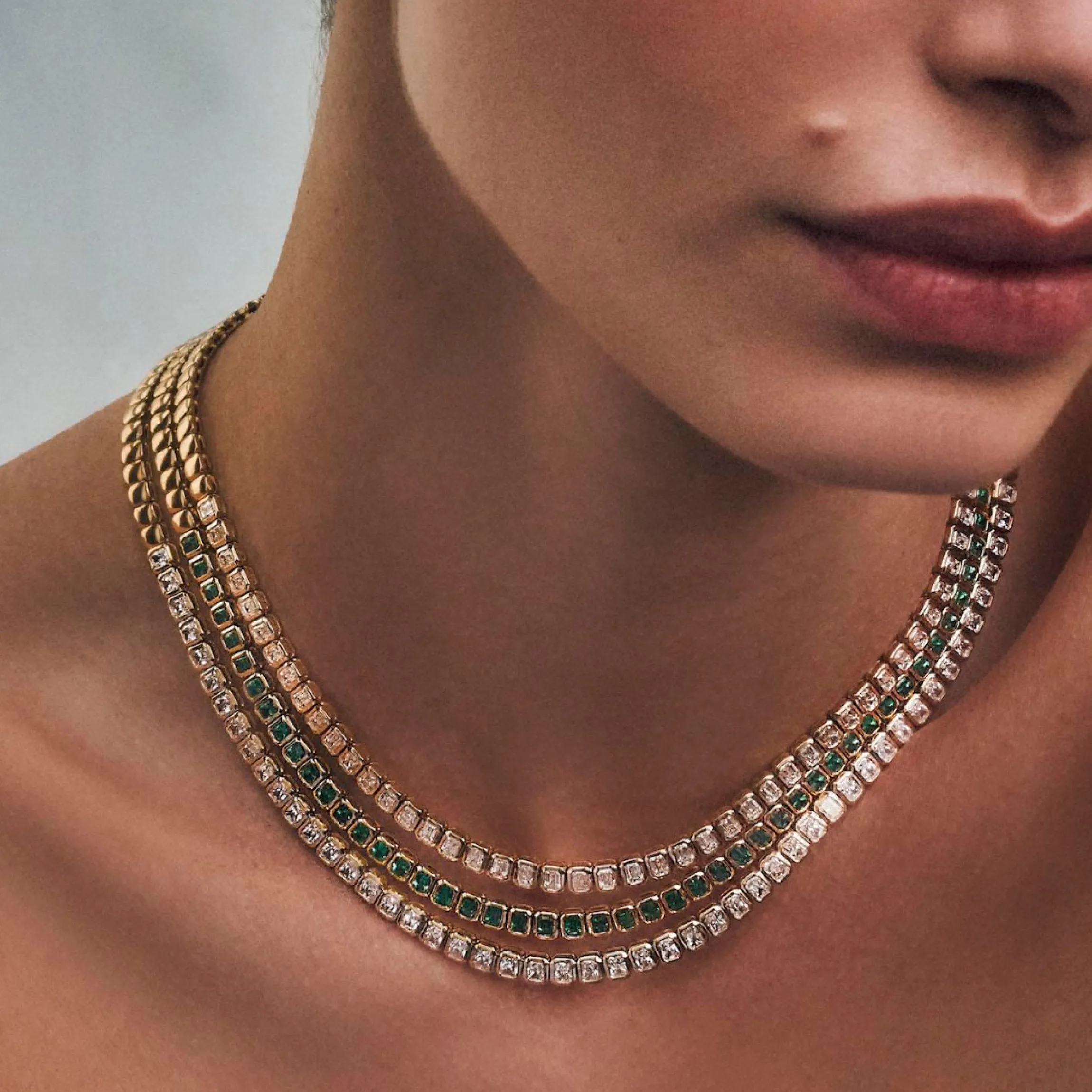 Shop EMERALD CUT BEZEL DIAMOND CHOKER Chokers