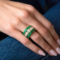 Clearance EMERALD CUT EMERALD HALF BAND One Of A Kind