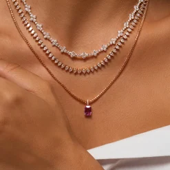 Best EMERALD CUT PINK SAPPHIRE PENDANT WITH DIAMOND BASKET AND BALE One Of A Kind