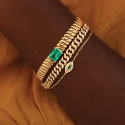 Cheap EMERALD EVIL EYE CHAIN BRACELET Chain Link