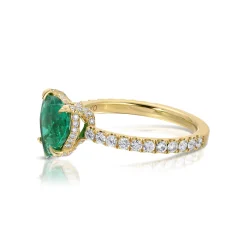 Outlet EMERALD HEART RING WITH DIAMOND BASKET AND BAND One Of A Kind