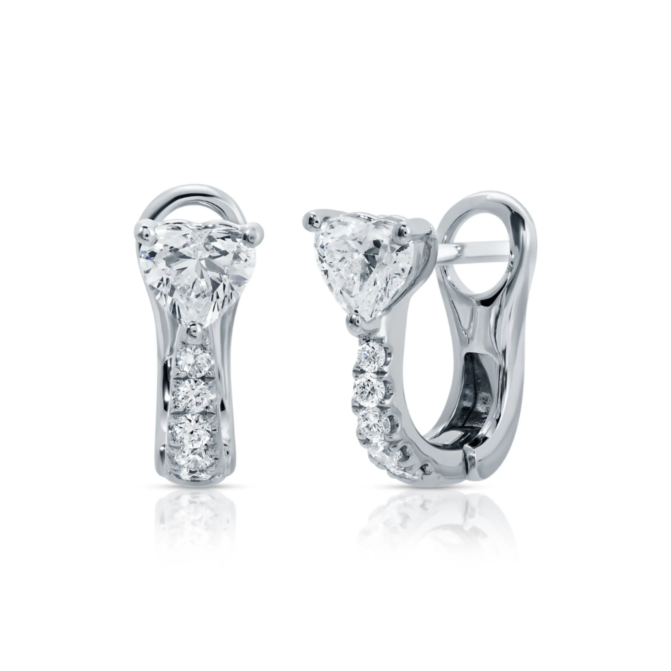 Store FLAT PAVE DIAMOND HUGGIES WITH HEART DIAMONDS Huggies
