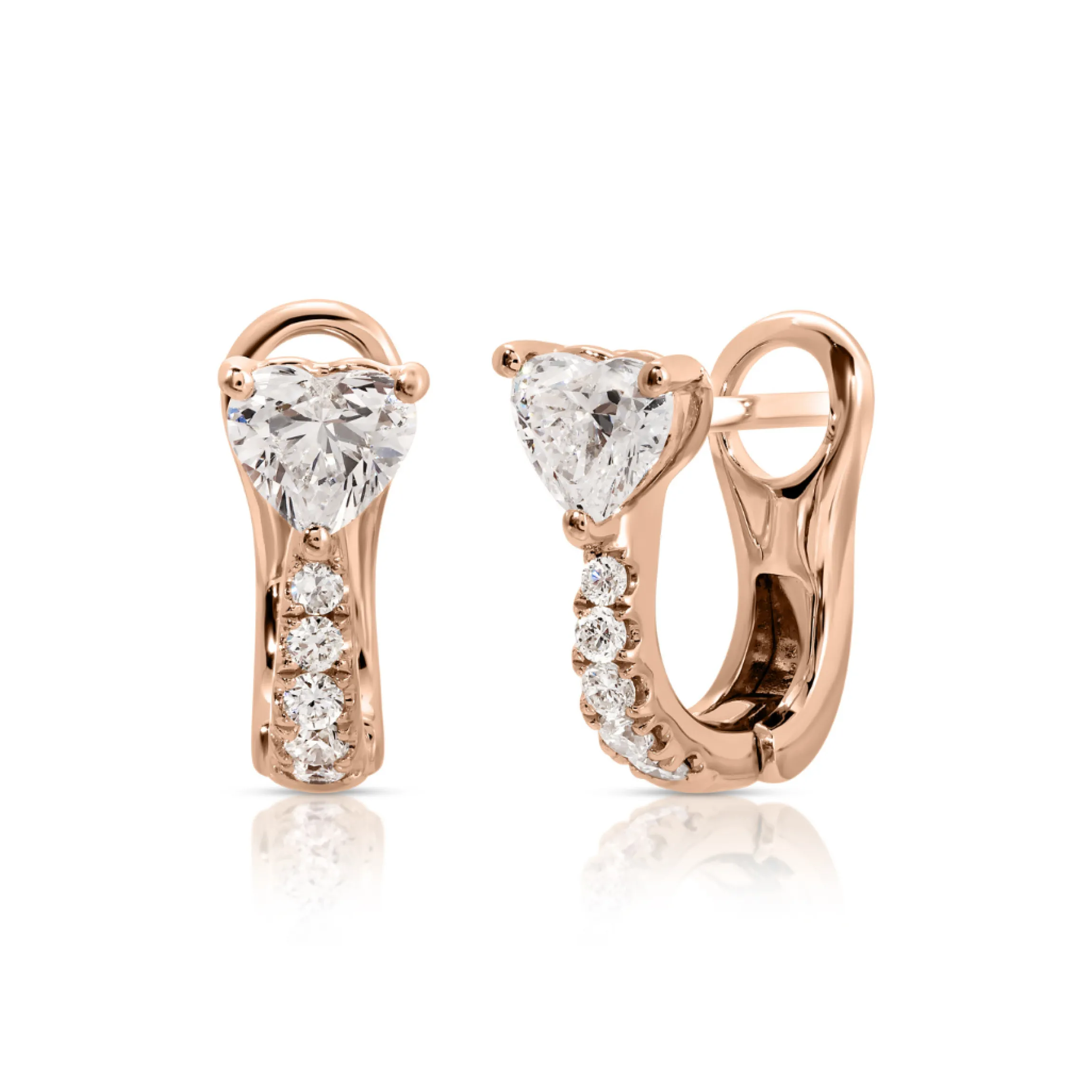 Store FLAT PAVE DIAMOND HUGGIES WITH HEART DIAMONDS Huggies