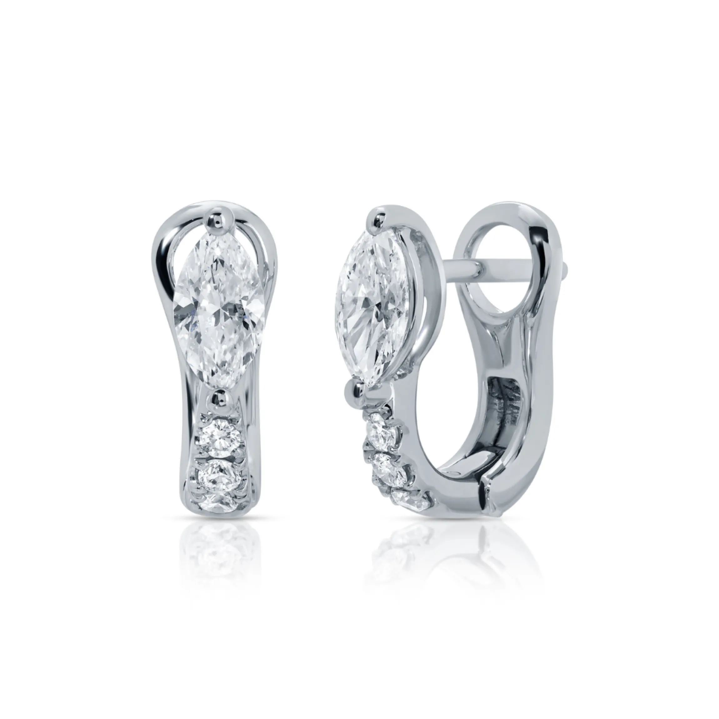 Flash Sale FLAT PAVE DIAMOND HUGGIES WITH MARQUISE DIAMONDS Huggies