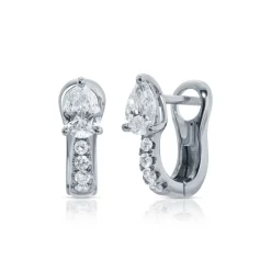 Best Sale FLAT PAVE DIAMOND HUGGIES WITH PEAR DIAMONDS Huggies