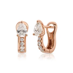 Best Sale FLAT PAVE DIAMOND HUGGIES WITH PEAR DIAMONDS Huggies