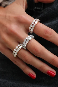 Best FLOATING BAGUETTE DIAMOND RING Stacking