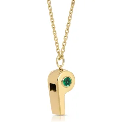 Hot GOLD AND COLOMBIAN EMERALD BABY WHISTLE Pendants