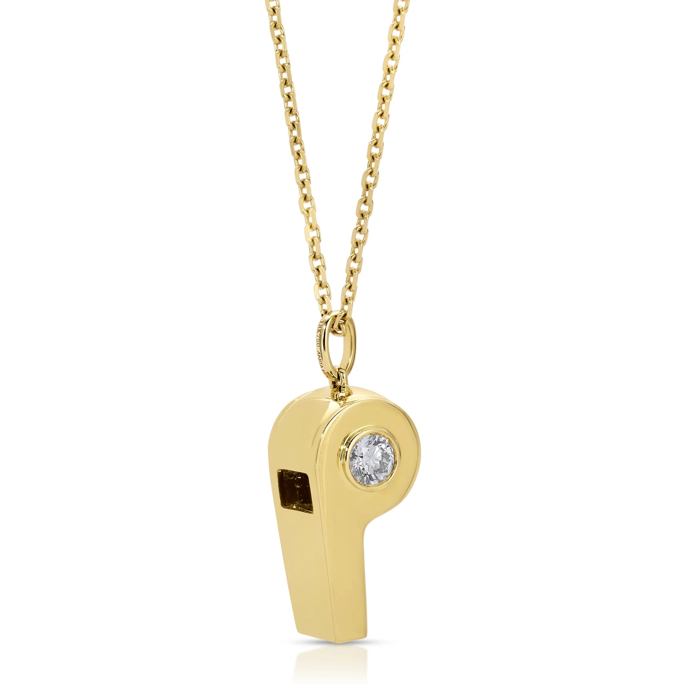 Shop GOLD AND ROUND DIAMOND BABY WHISTLE Pendants