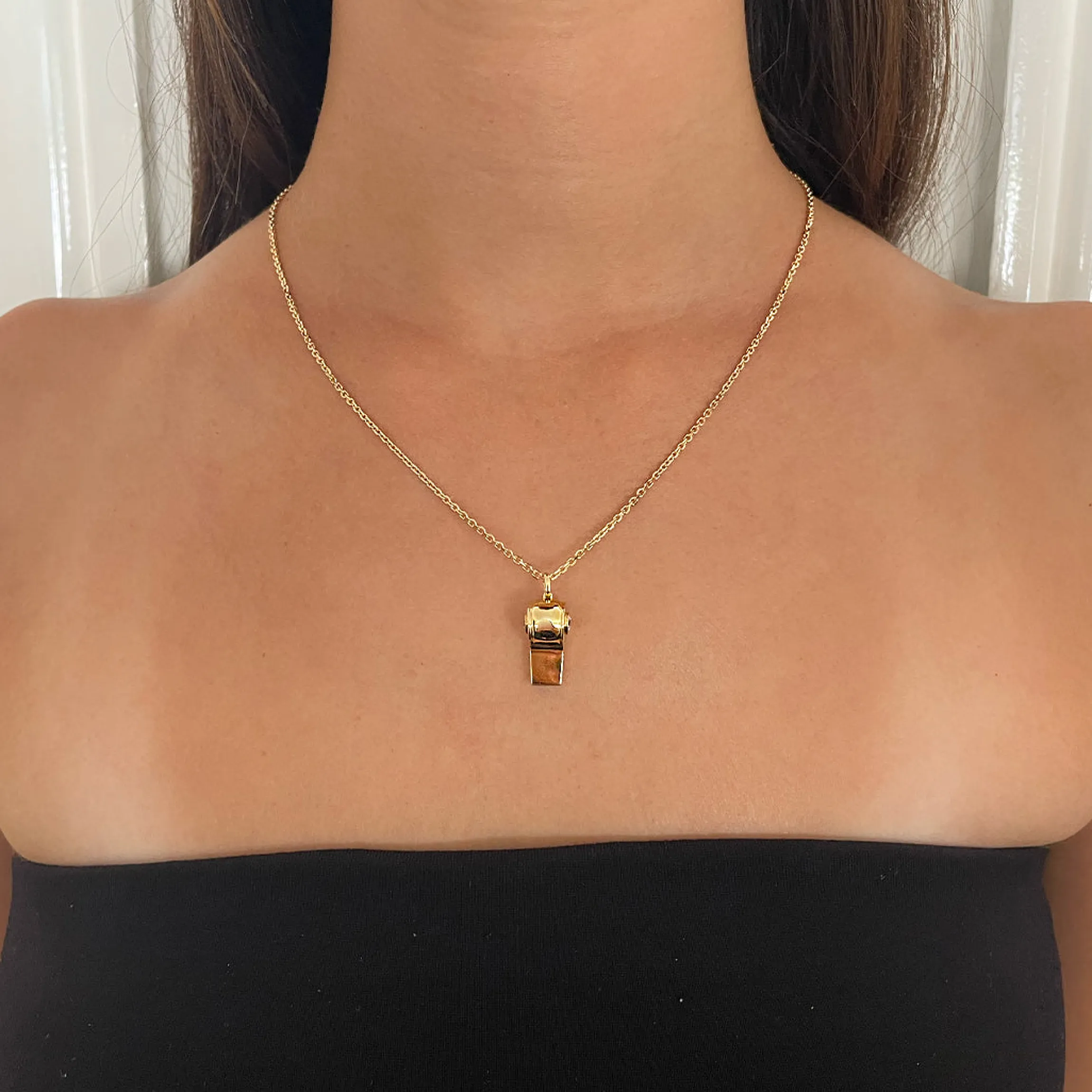 Shop GOLD AND ROUND DIAMOND BABY WHISTLE Pendants