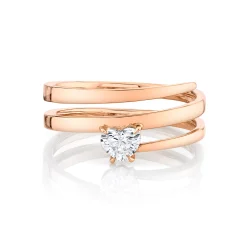 Clearance GOLD COIL RING WITH HEART DIAMOND POINT Coil