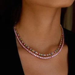 Hot GRADUATED PINK SAPPHIRE HEPBURN CHOKER One Of A Kind