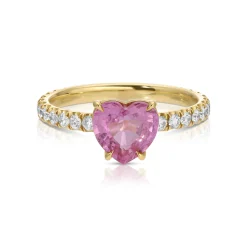 Fashion HEART SHAPED PINK SAPPHIRE RING One Of A Kind