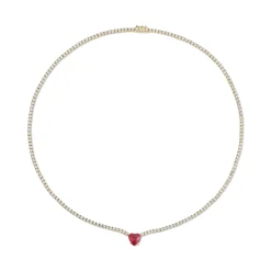Discount HEPBURN CHOKER WITH RUBY HEART CENTER One Of A Kind
