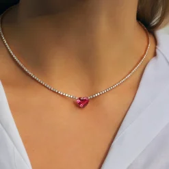 Discount HEPBURN CHOKER WITH RUBY HEART CENTER One Of A Kind
