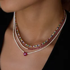 Discount HEPBURN CHOKER WITH RUBY HEART CENTER One Of A Kind