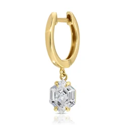 Outlet HUGGIE WITH STEP CUT HEXAGON DIAMOND DROP .63 Huggies