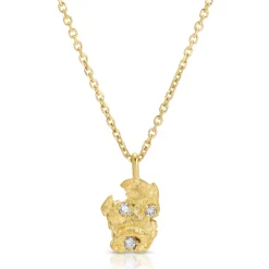 New 22K YELLOW GOLD NUGGET WITH THREE DIAMONDS One Of A Kind|Pendants