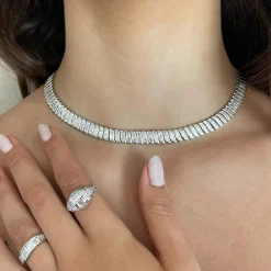 Cheap LARGE BAGUETTE DIAMOND ZOE CHOKER Chokers