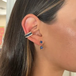New LARGE BLUE SAPPHIRE ROUND ORBIT EARRING Orbit