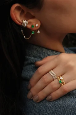 Shop LARGE EMERALD ORBIT EARRING Orbit