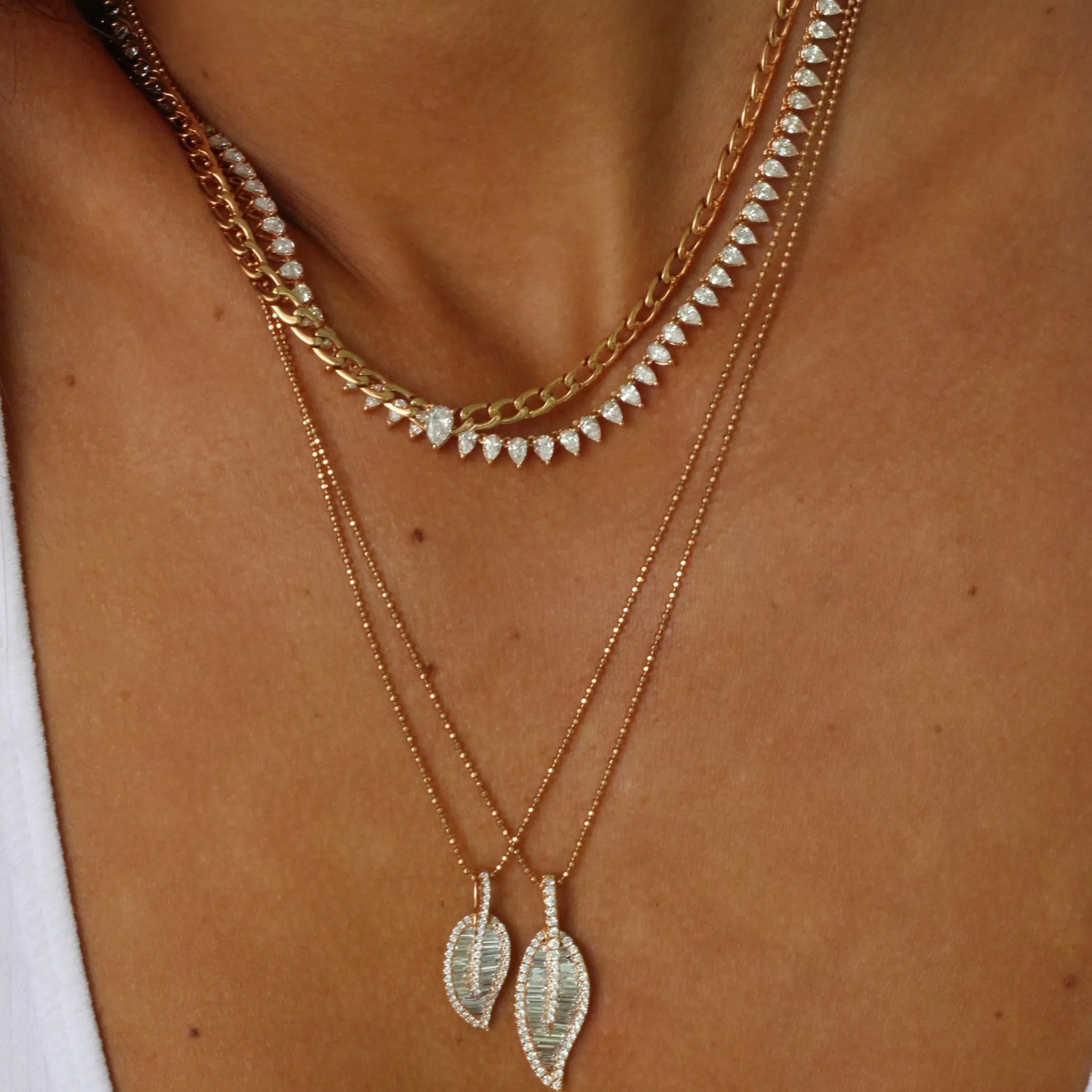 Cheap LARGE LEAF DIAMOND NECKLACE Pendants
