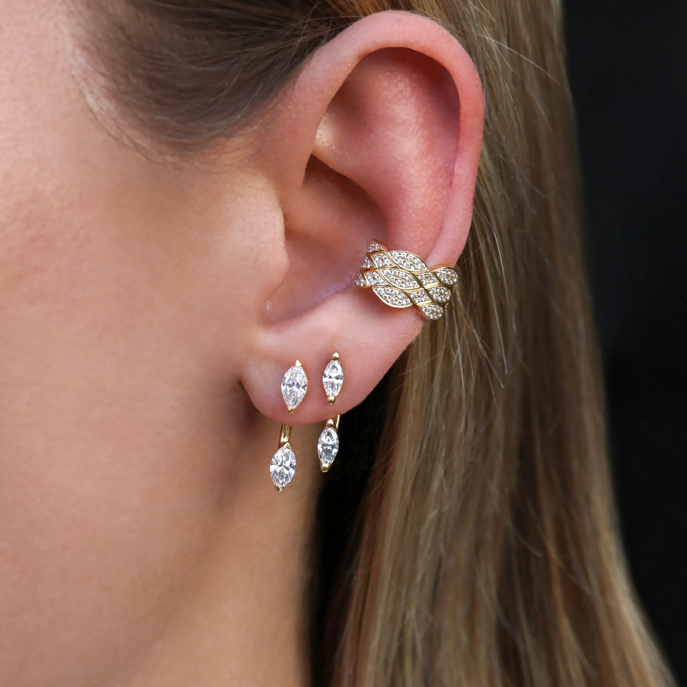 Shop LARGE MARQUISE DIAMOND ORBIT EARRING Orbit