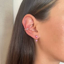 Discount LARGE PINK SAPPHIRE PEAR ORBIT EARRING Orbit