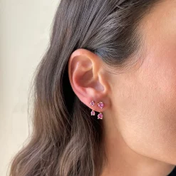 New LARGE ROUND PINK SAPPHIRE ORBIT EARRING Orbit