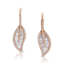 Flash Sale LEAF DROP EARRINGS WITH PAVE DIAMOND STEM Leaf