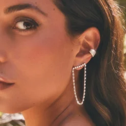 Cheap LONG BAR DIAMOND LOOP EARRINGS Long