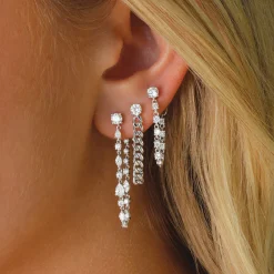 Outlet LONG MULTI SHAPED DIAMOND LOOP EARRINGS Long