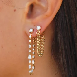 Outlet LONG MULTI SHAPED DIAMOND LOOP EARRINGS Long