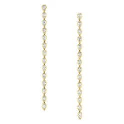 Best LONG PEAR DIAMOND BEZEL DROP EARRINGS Long